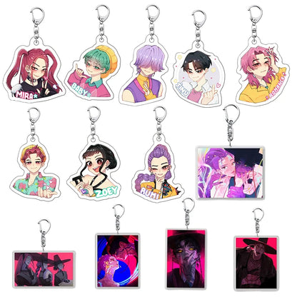 Kpop Demon Party Favors Kpop Keychains Heart Necklace Keychain Gift Kids Birthday Decoration Kpop Keychain for Bags