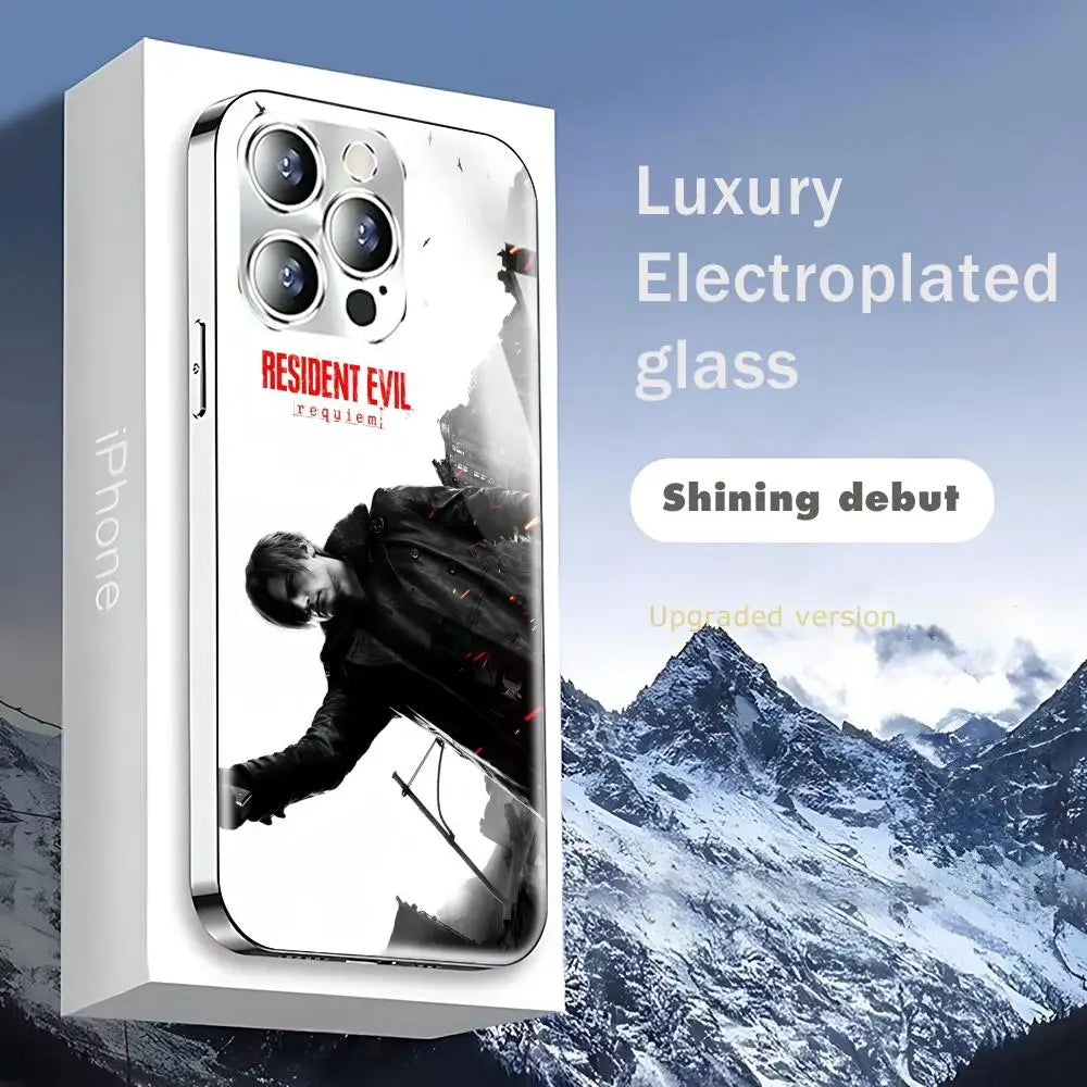 Resident Evil Requiem Phone Case For iphone 17 16 15 14 13 12 Pro Plus Max New Electroplated glass Case