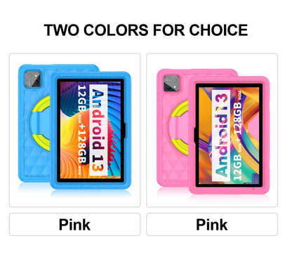 10.1 Inch Tablet for Kids, Android 13, Octa-Core, 4G LTE Dual SIM, Parental Control, 12GB RAM(6+6 Expand)/128 GB Storage