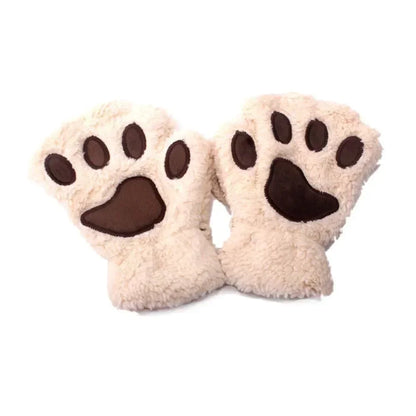 Kids Cat Paw Gloves - Kawaii Half-Finger Mittens for Children