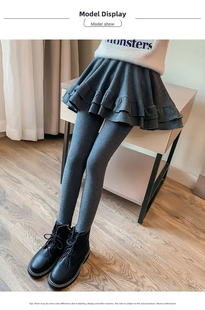 Girls Leggings Skort - Korean Style Two-Piece Skirt Pants | Spring Autumn Kids Outerwear