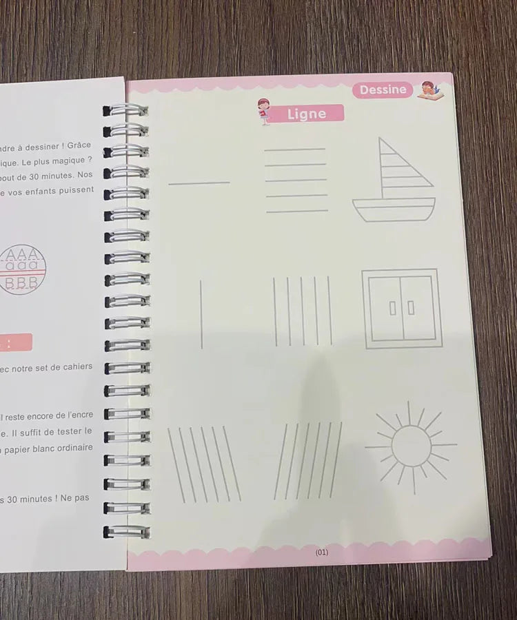 Magic Writing Book in Portuguese Calligraphy Notebook Montessori Kids Reusable Educational Calligraphic Letter Practice Toy