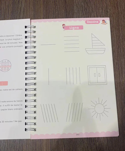 Magic Writing Book in Portuguese Calligraphy Notebook Montessori Kids Reusable Educational Calligraphic Letter Practice Toy