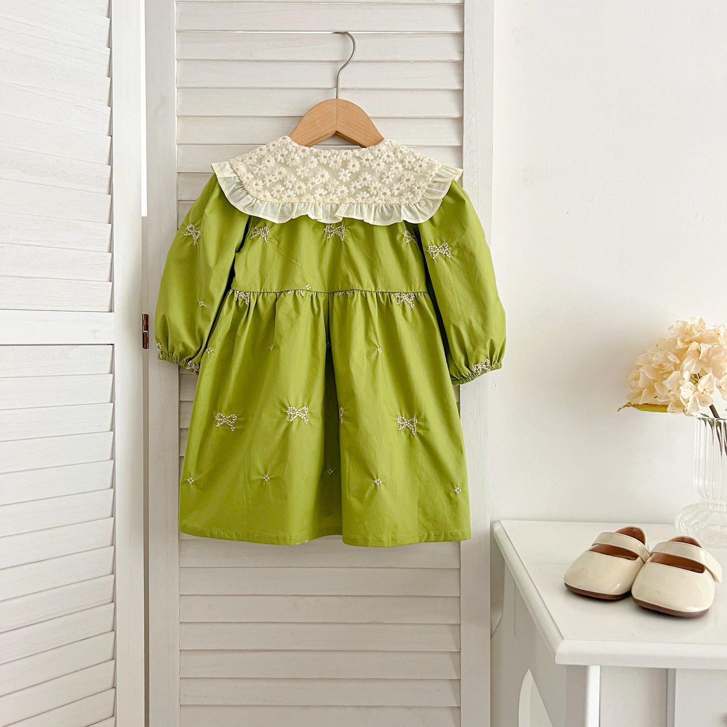 Autumn 0-6Yrs Girls Princess Dress Baby Girl Clothes Clothes Butterfly Collar Baby Girl One Piece Clothes Embroidery Kids Dress