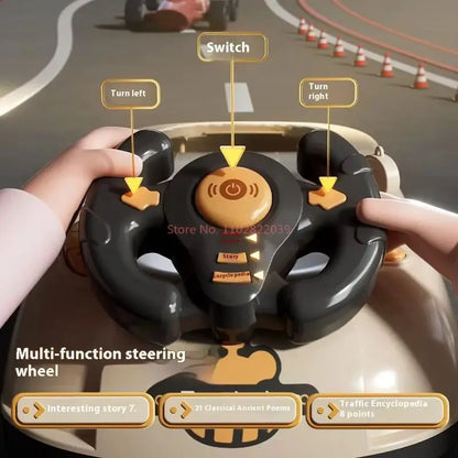 2024 Racing Adventure Children'S Steering Wheel Electric Desktop Game Console Evasion Simulation Driving Toy