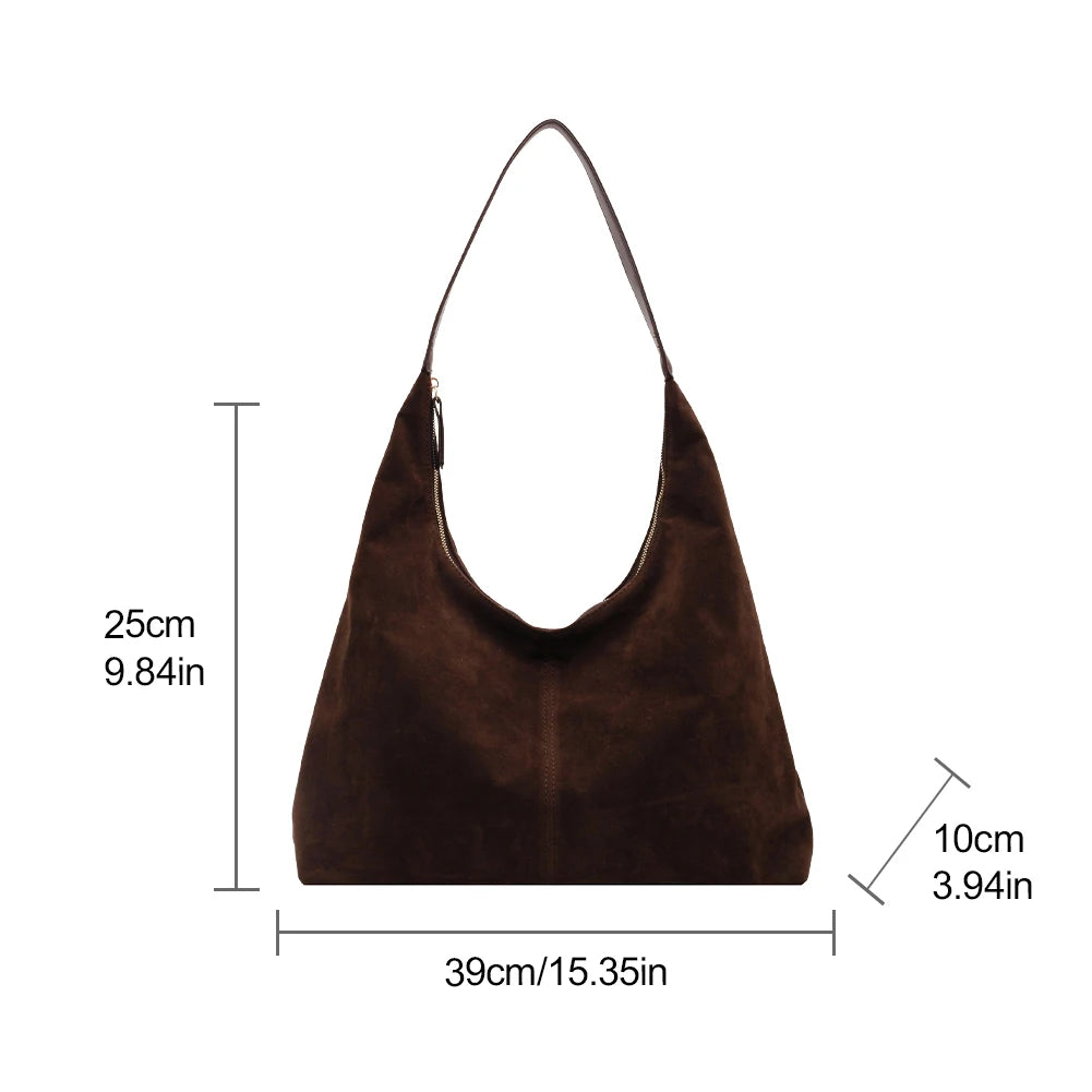 Hobo Bag PU Leather Large Capacity Shoulder Bag for Women with Zipper Handbag Solid Slouchy Bag Commuter Travel Bag