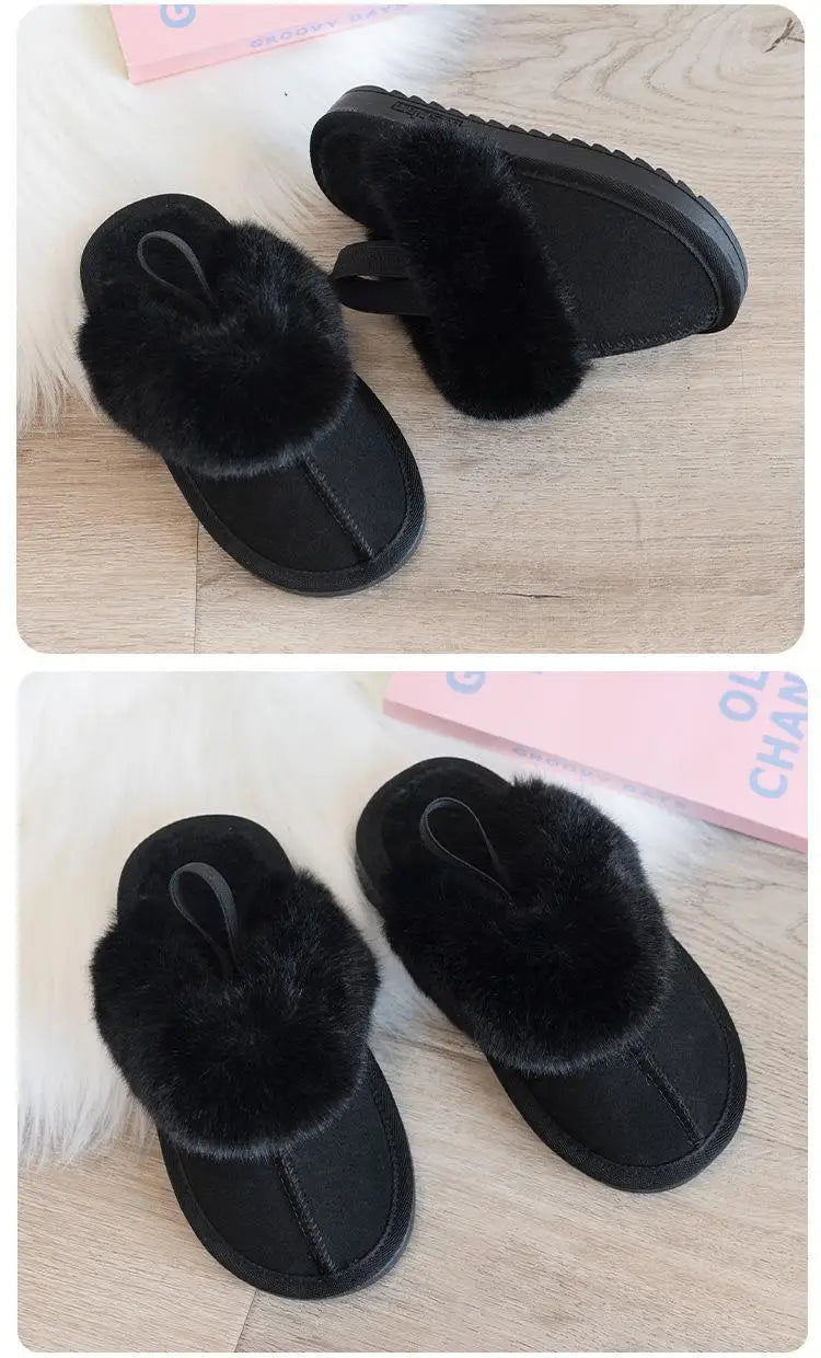 Kids Winter Slippers - Luxury Fur Lined Non-Slip Indoor Boots for Boys & Girls