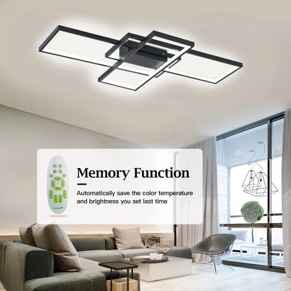 KOMORE Neutral Style Rectangular LED Semi Flush Ceiling Light, Cool White / Stepless Dimming for Office, Living Room