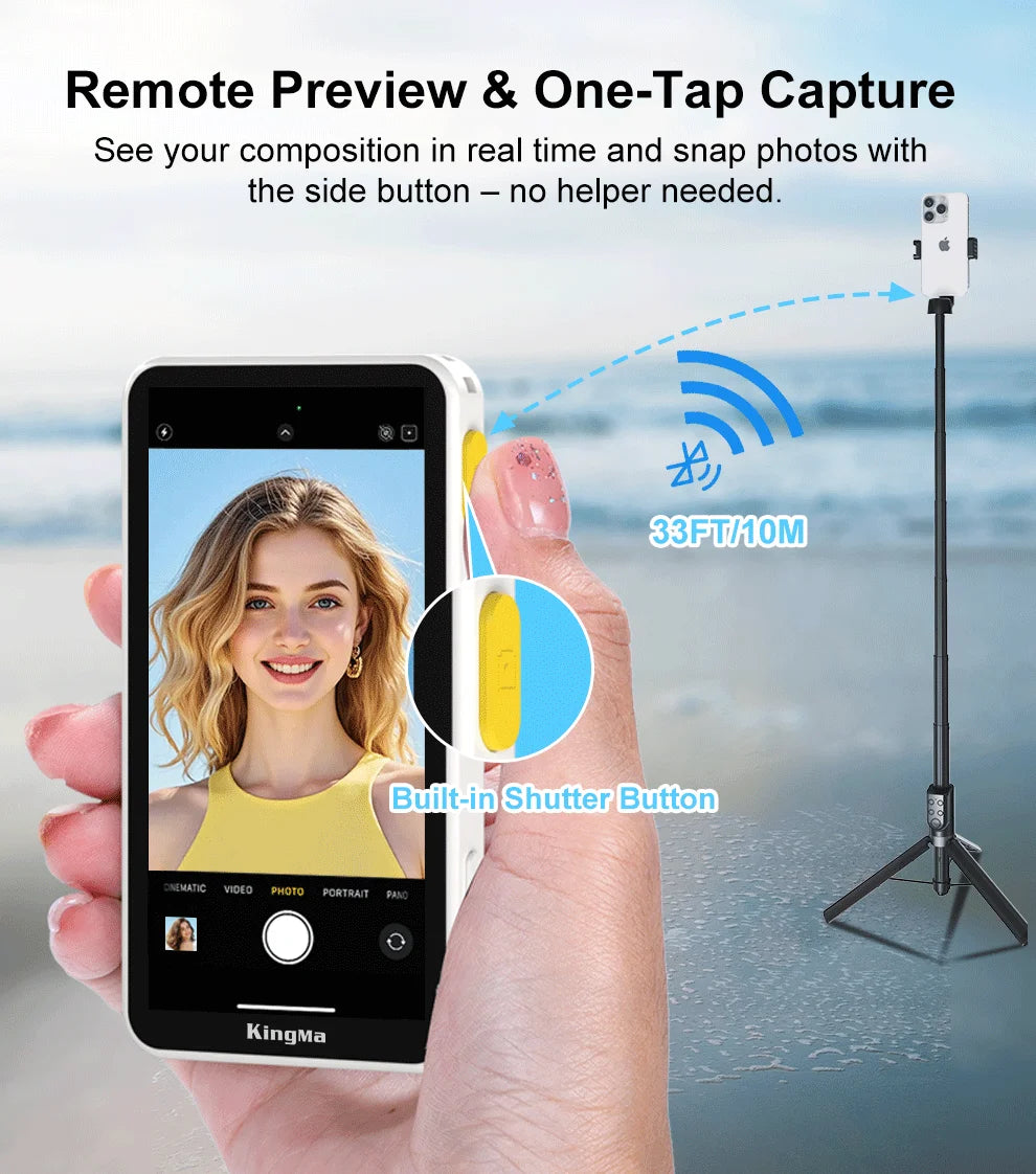 Phone Vlog Selfie Monitor Screen, Touchscreen Monitor, Wireless Transmission with Bluetooth Remote for iPhone Live Stream TikTok