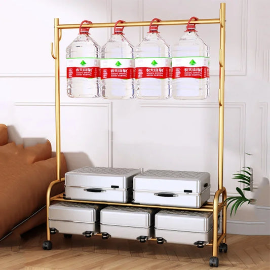 Aesthetic Golden Clothes Rack Metal Balcony Nordic Wheels Clothes Rack Floor Bedroom Burro Ropa Perchero Hallway Furniture