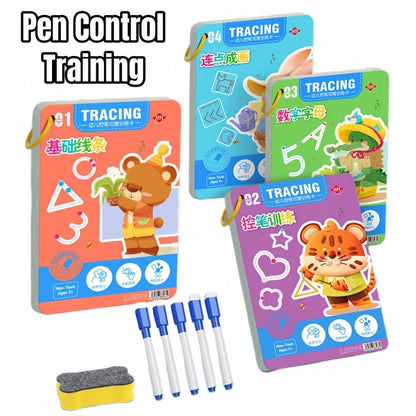 Children Magical Tracing Workbook Montessori Learning Educational Writing Toys Reusable Pen Control Training Copybook for Kids