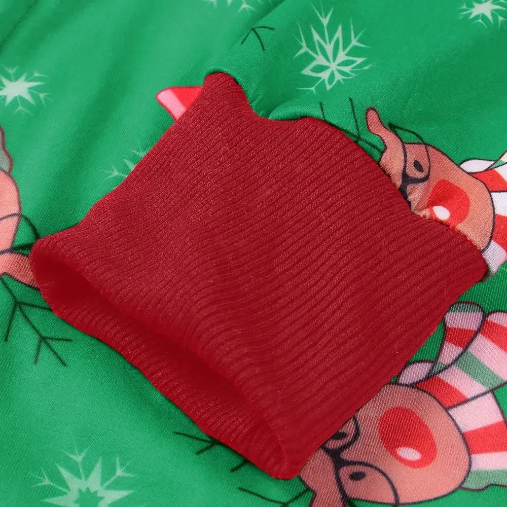 Christmas Family Matching Onesie - Elk Print Hooded Jumpsuit Pyjamas for Mom Dad Kids