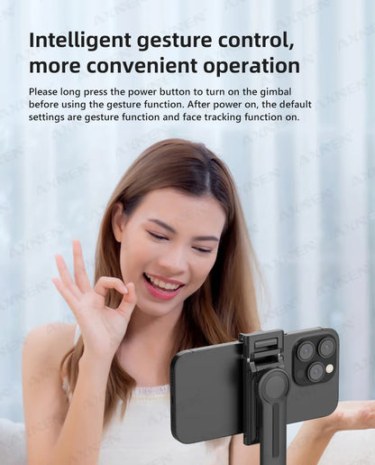 Smart Auto Face Tracking Desktop AI Gimbal for Smartphone & Action Camera 360 Rotation Follow Focus Vlog Kit, Option with Tripod