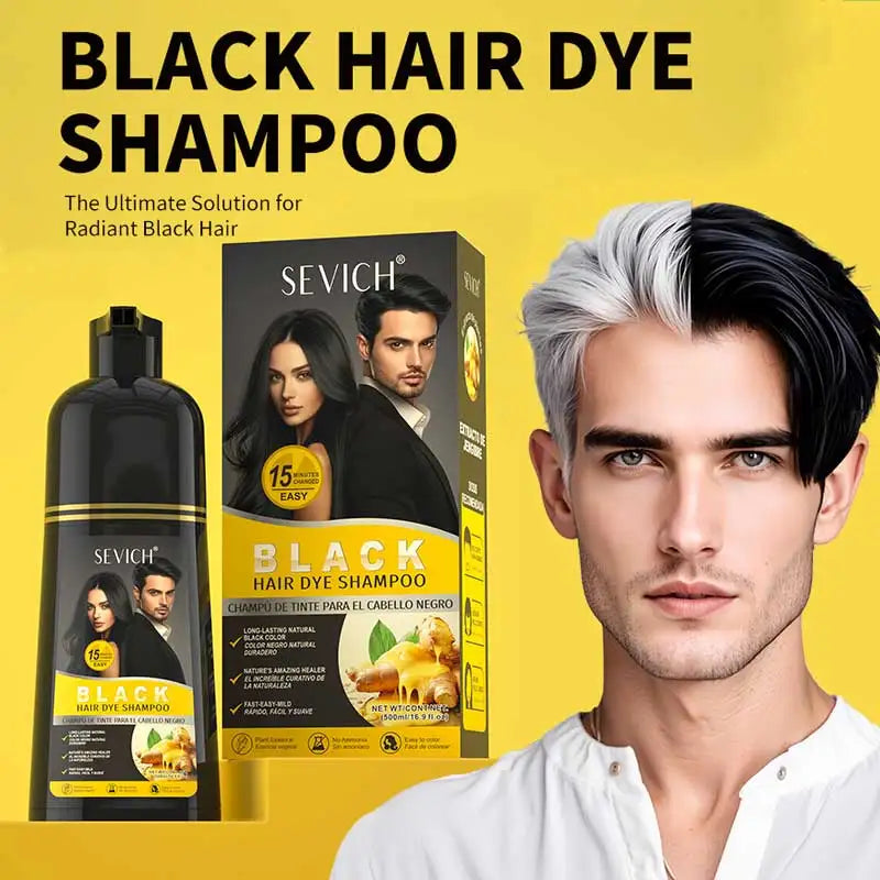 Ginger Black Hair Dye Shampoo 500ml Diy Herbal Coloring Hairs Instant Gray To Black Instant Coloring Shampoo For Women&Men