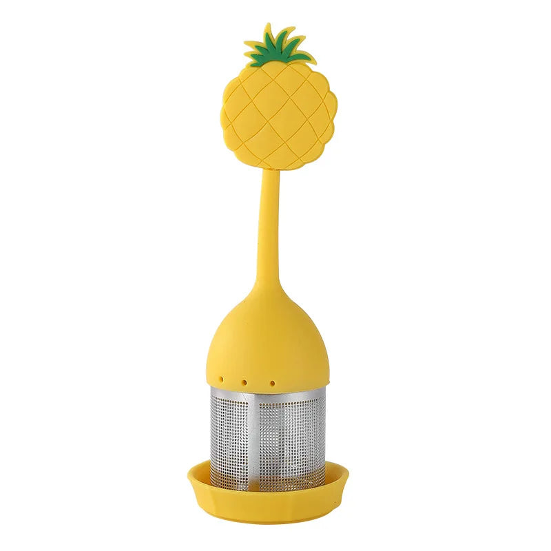 Silicone Handle Tea Infuser Stainless Steel Tea Ball Filter Teapot Cha Coffee Strainer Creative Lemon Orange Shape Spice Sieve