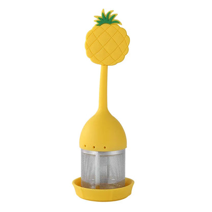 Silicone Handle Tea Infuser Stainless Steel Tea Ball Filter Teapot Cha Coffee Strainer Creative Lemon Orange Shape Spice Sieve