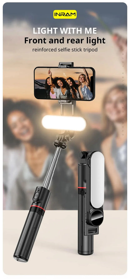 Selfie Stick with Fill Light Tripod with Bluetooth Remote Shutter Retractable Rod for iPhone Xiaomi Huawei for Phone Video Live