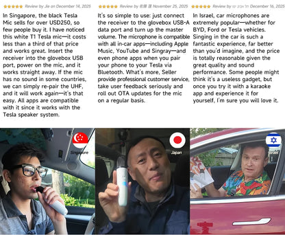 T1-테슬라 Car Karaoke Microphone, 테슬라 Rechargeable Caraoke Mic with USB-A & USB-C Receiver, Plug to Use，No Need Pair