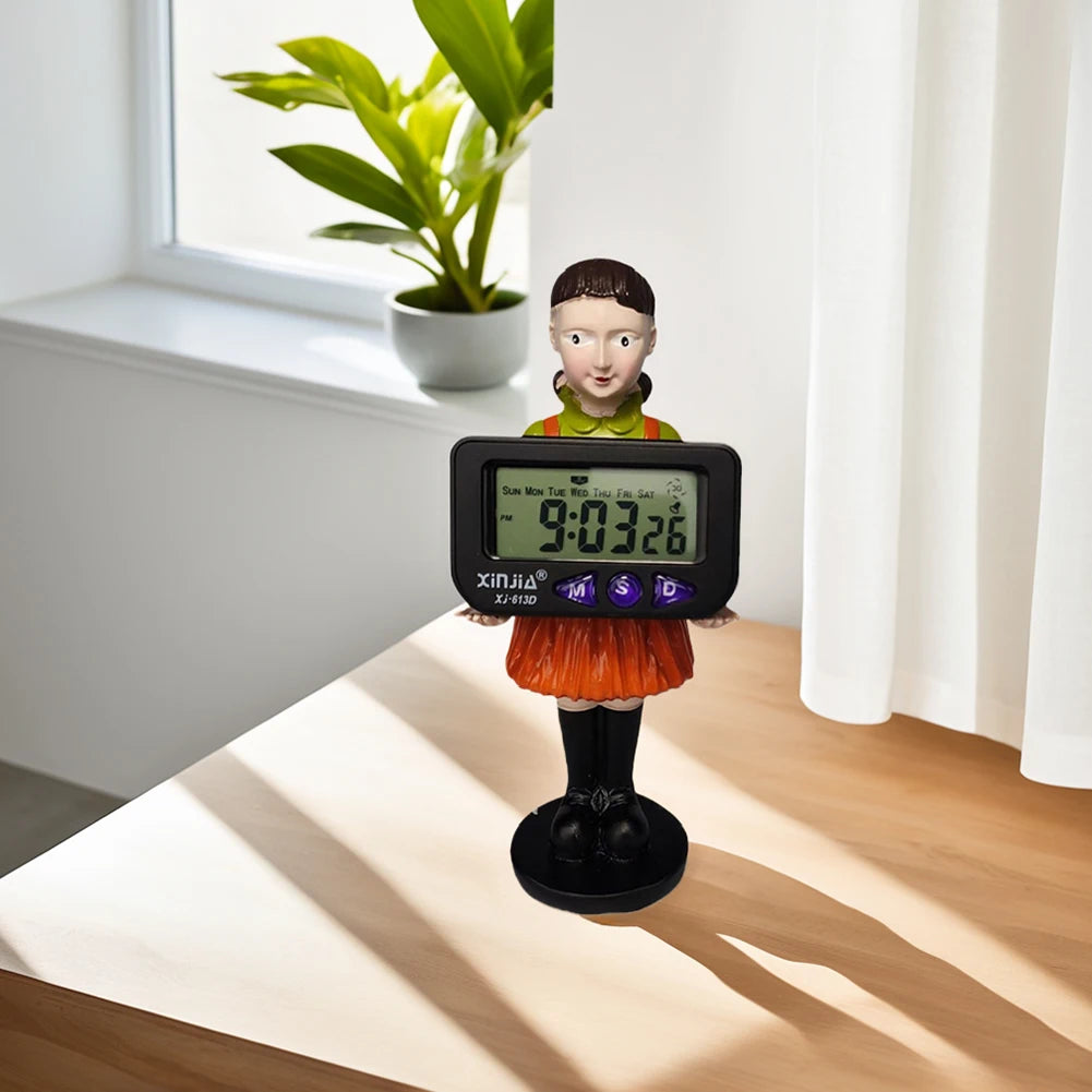 Korean Movie Resin Doll Game Accessories Digital Clock Desktop Decoration Bedroom Electronic Alarm Clock for TV Drama Fans