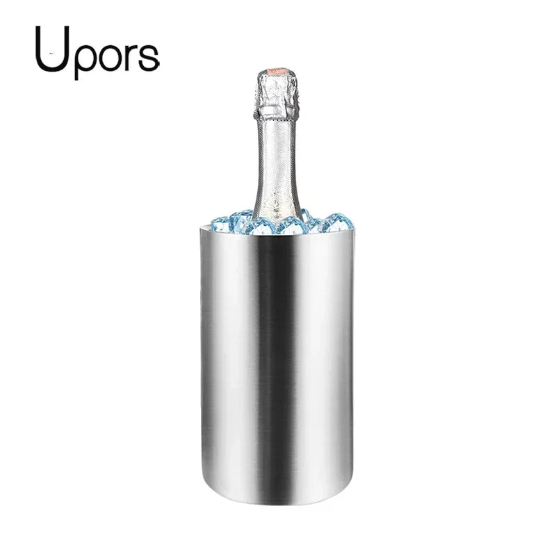 UPORS Stainless Steel Wine Cooler Bucket - Double Wall Ice Bucket for Wine Champagne Beer | Home Bar