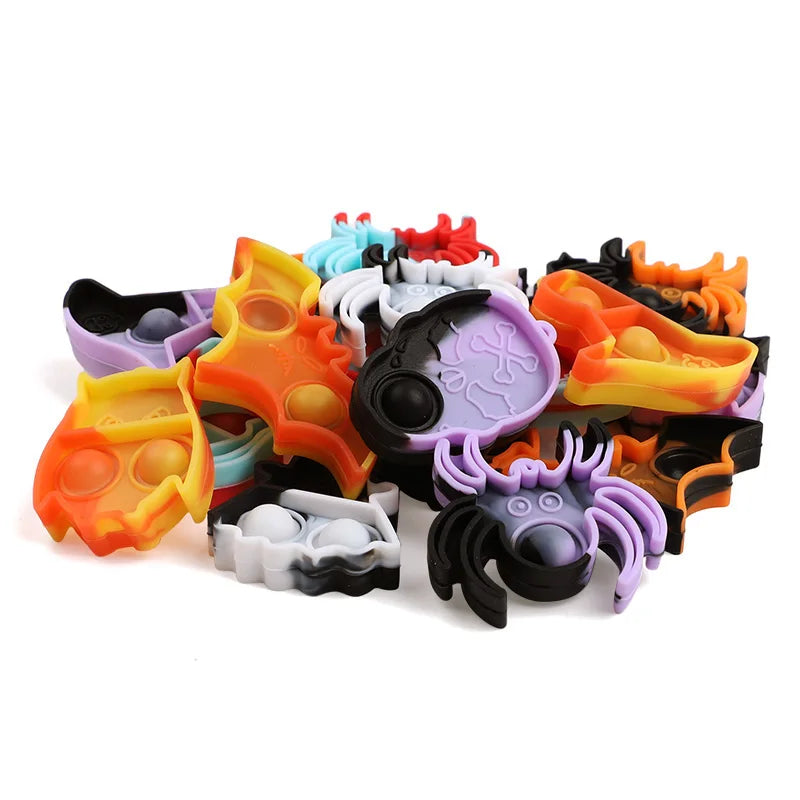Halloween Fidget Toys Keychain - Mini Pop Pumpkin Spider Party Favors for Kids & Adults (10/20/30 Pack)