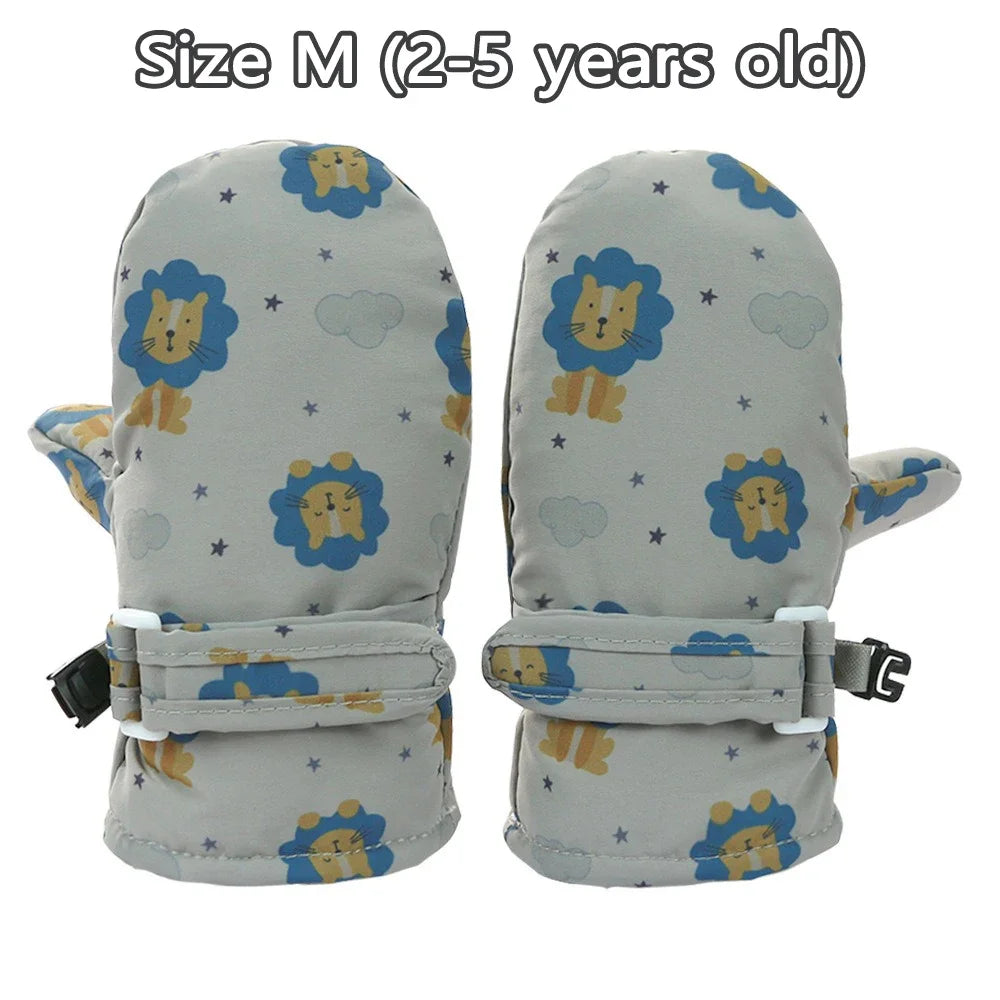 Kids Winter Ski Gloves - Waterproof Cartoon Mittens for Boys & Girls Age 4-6