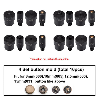 WUTA Manual Button Installation Tool Mute Punching Mushroom Rivets, Eyelet Hand Pressing (without /with Machine) DIY Craft Tools