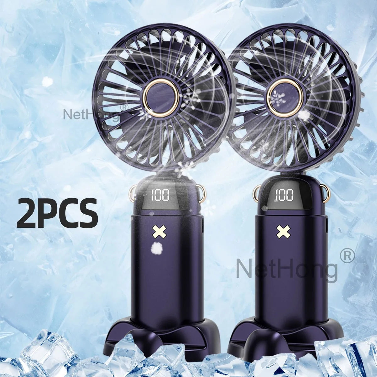 1/2 PCS 3-in-1 1800mAh Foldable USB Fan with Phone Holder - Portable Handheld & Desk Cooler w/ 360° Cooling