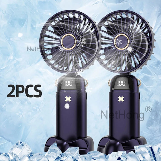 1/2 PCS 3-in-1 1800mAh Foldable USB Fan with Phone Holder - Portable Handheld & Desk Cooler w/ 360° Cooling