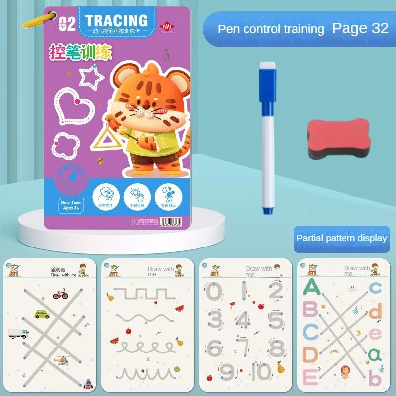Children Magical Tracing Workbook Montessori Learning Educational Writing Toys Reusable Pen Control Training Copybook for Kids