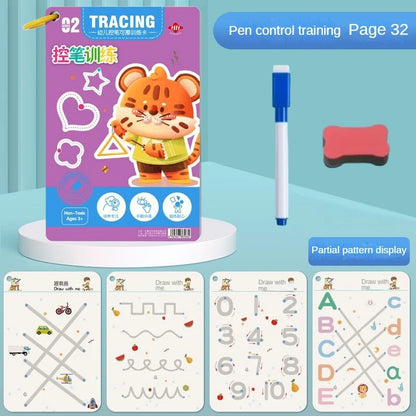 Children Magical Tracing Workbook Montessori Learning Educational Writing Toys Reusable Pen Control Training Copybook for Kids