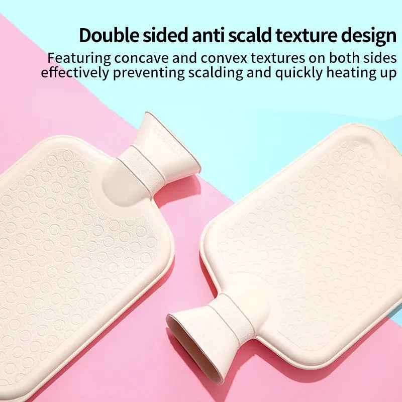 2 Litre Hot Water Bottles Natural Rubber Capacity Heat Therapy Pain Relief