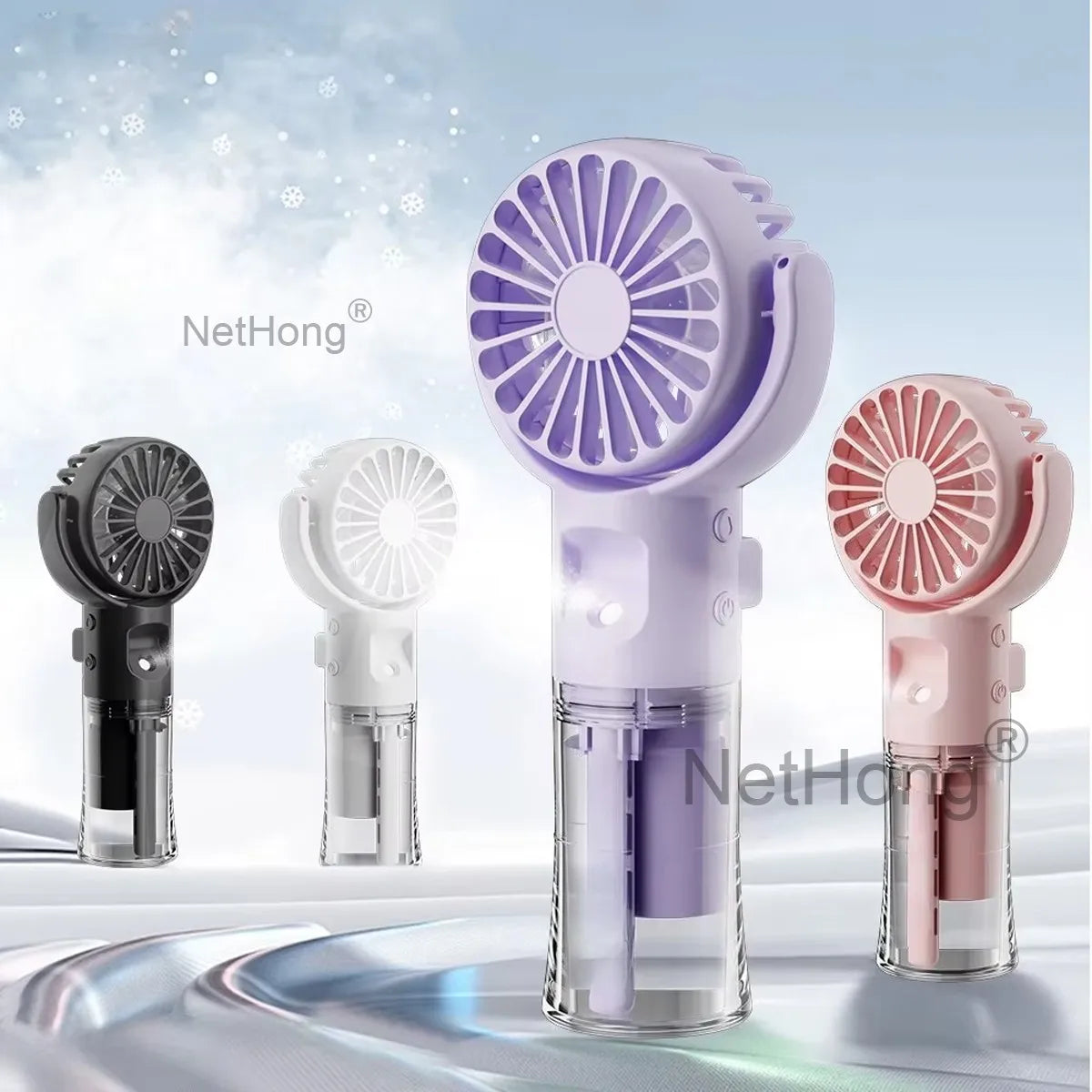 Portable Handheld Water Spray Mist Fan USB Rechargeable Mini Fan Cooler 4-Speed