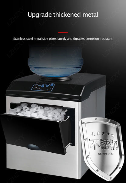 Commercial Ice Machine 25KG Desktop Multifunctional Bucket of Water Automatic Ice Machine Bullet-shaped Round Ice Home Appliance