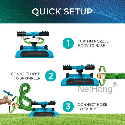 3-Arms 360° Rotating Garden/Lawn Sprinkler System Automatic Watering Irrigation~