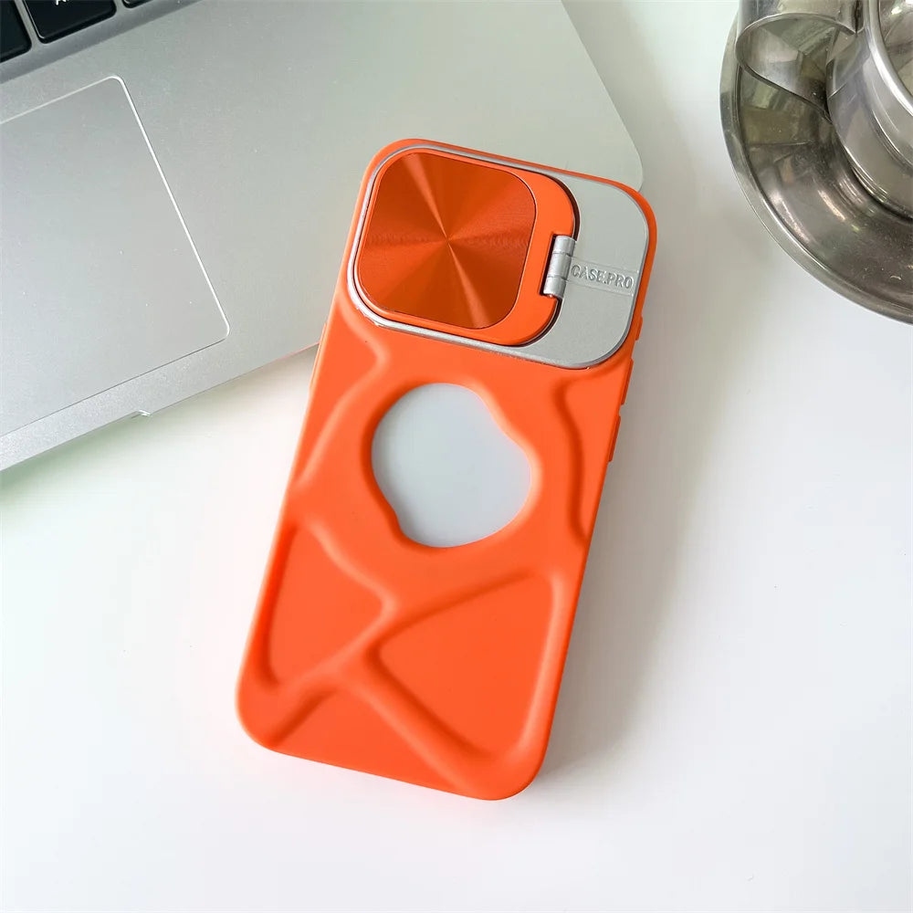 Fashion Logo Hole Magnetic Case for iPhone 17Air 12 13 14 15 16 17 Pro Max Plus Lens Protection Stand For Magsafe Silicone Cover