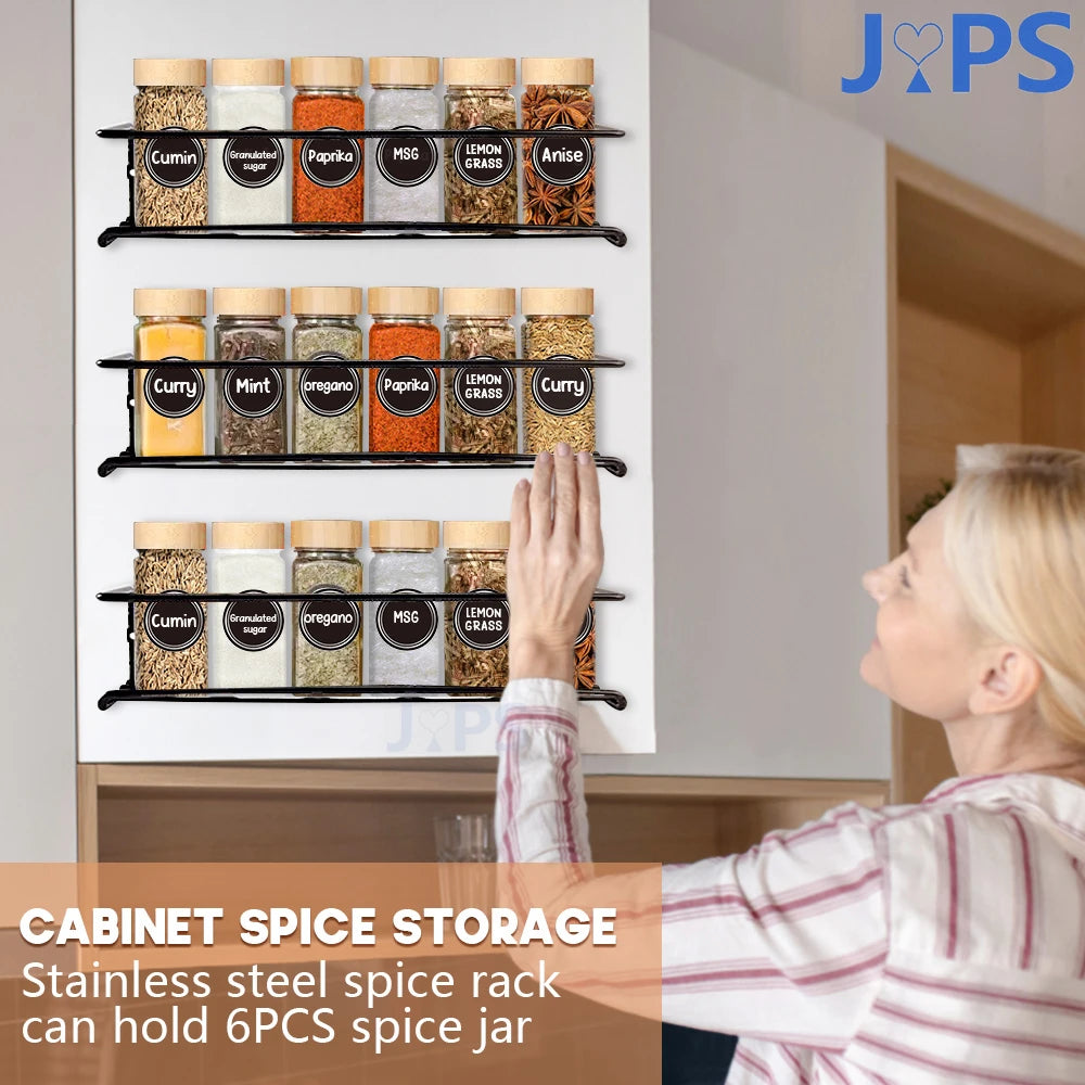 5/12Pcs Glass Spice Jars with Bamboo Lid Spice Seasoning Containers Salt Pepper Shakers Spice Organizer Kitchen Spice Jar Set