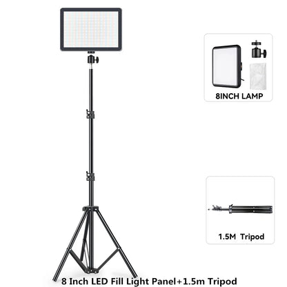 LED Photography Video Light Panel Lighting Photo Studio Lamp Kit with 8/12 Inch Adjustable Brightness,for YouTube Live Streaming