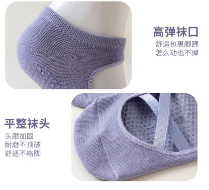 1pair Fashion Yoga Socks Anti Slip Women Professional Pilates Socks Cotton Dance Floor Trampoline Aerobics Fitness Sports Socks