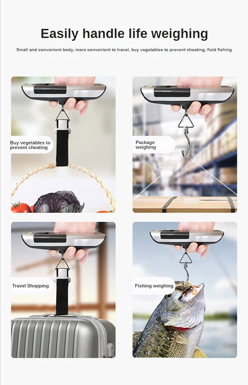 IHOYI Portable Electronic Scale, Household Small 50kg Portable Mini Spring Hook Weighing, High-Precision Luggage Weighing Device