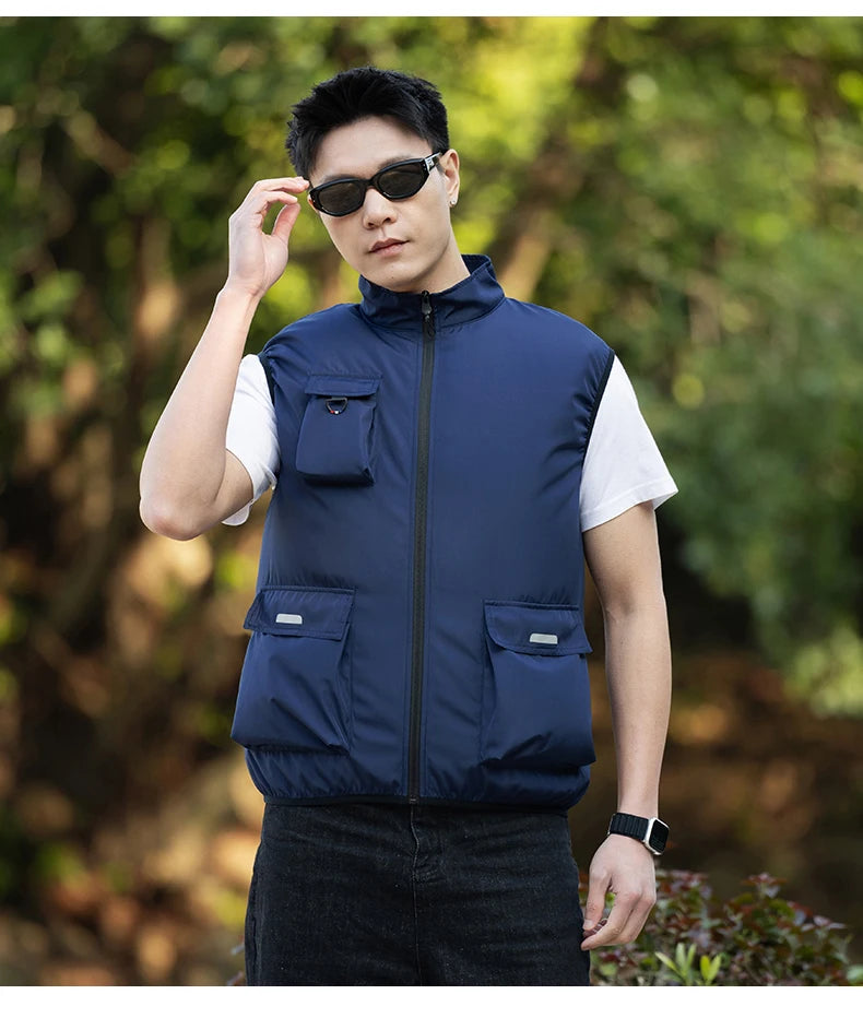 Summer Cooling Fan Workwear, Unisex Short Sleeve, Outdoor Sun Protection & Cooling Vest with Built-in Fans