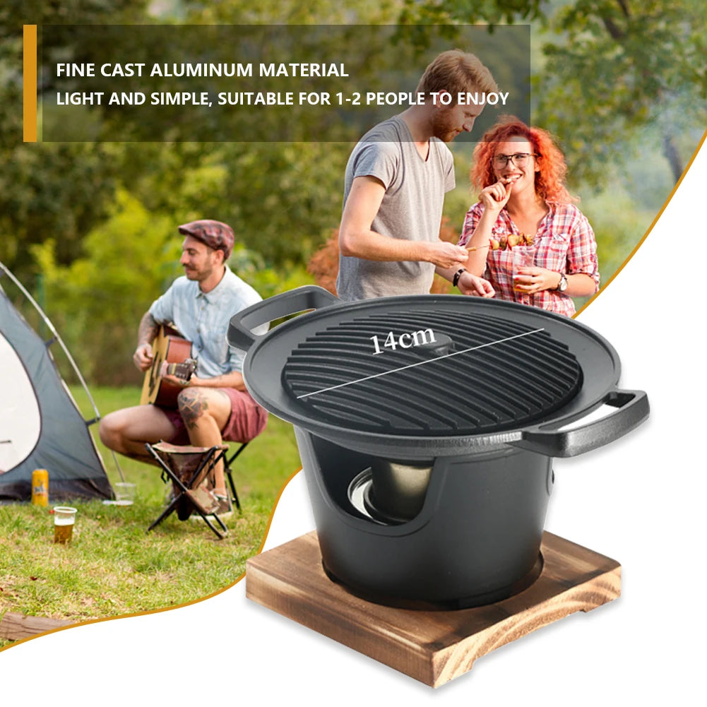 Mini BBQ Alcohol Stove Barbecue Grill Japanese One Person Cooking Oven Detachable Outdoor BBQ Plate Roasting Meat Tools