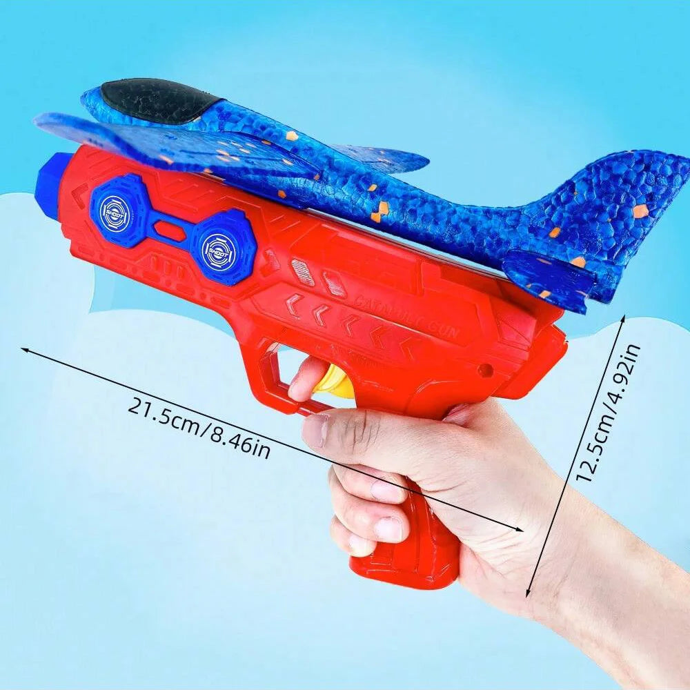 Kids Foam Catapult Plane Launcher - Outdoor Flying Glider Toy Set