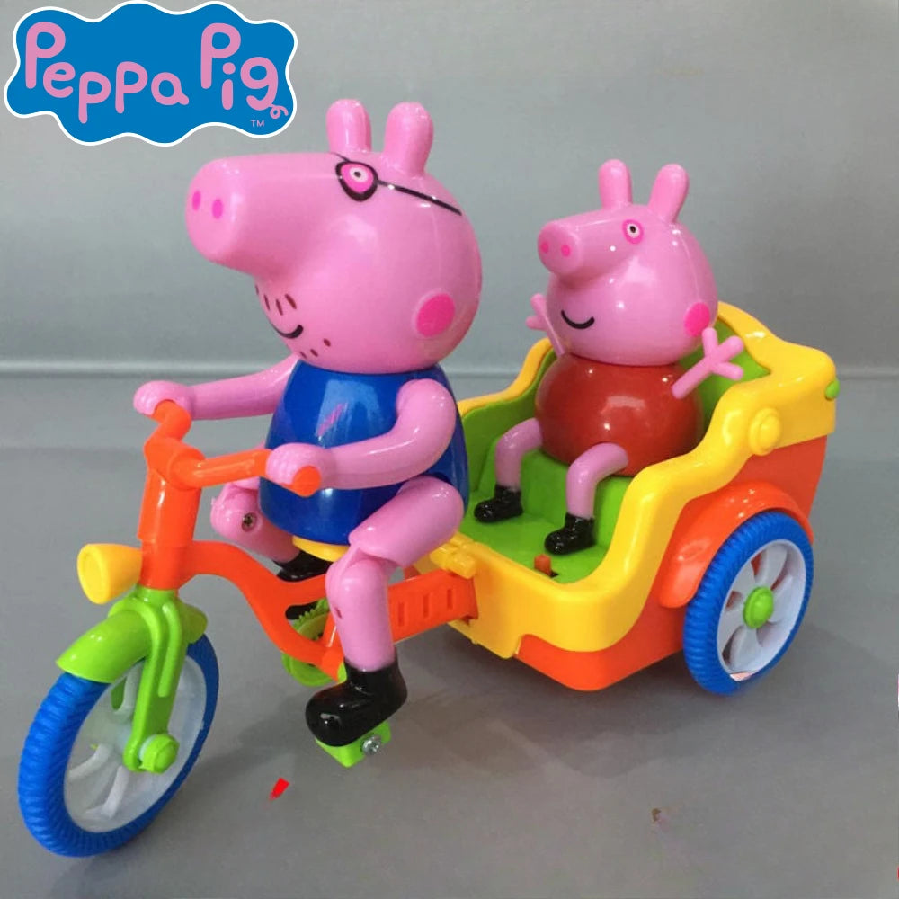 Kawaii Peppa Pig Toy Pig Daddy Electric Three-wheeled Cute  Light Cartoon Animal Tricycle Toy Music Lights Baby Kids Toy