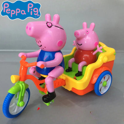 Kawaii Peppa Pig Toy Pig Daddy Electric Three-wheeled Cute  Light Cartoon Animal Tricycle Toy Music Lights Baby Kids Toy
