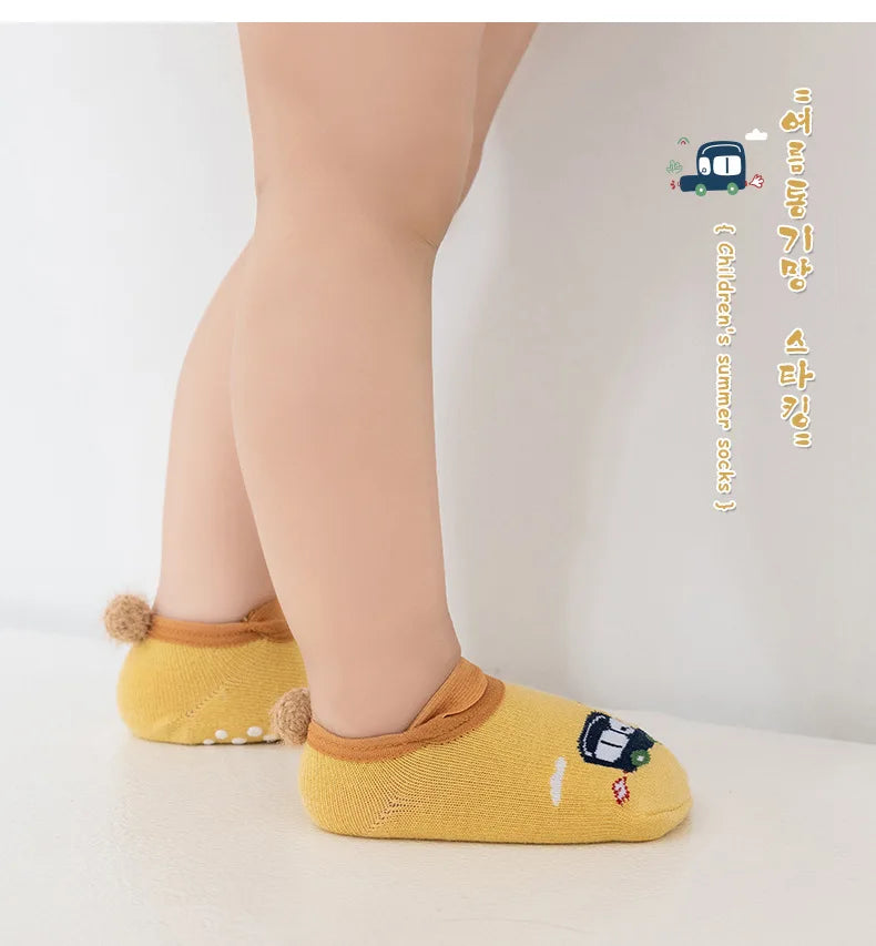 Spring Anti Slip Baby Socks Toddler Kids Floor Socks with Rubber Soles Autumn Newborn Baby Boy Girl Cartoon Cute Ball Warm Socks