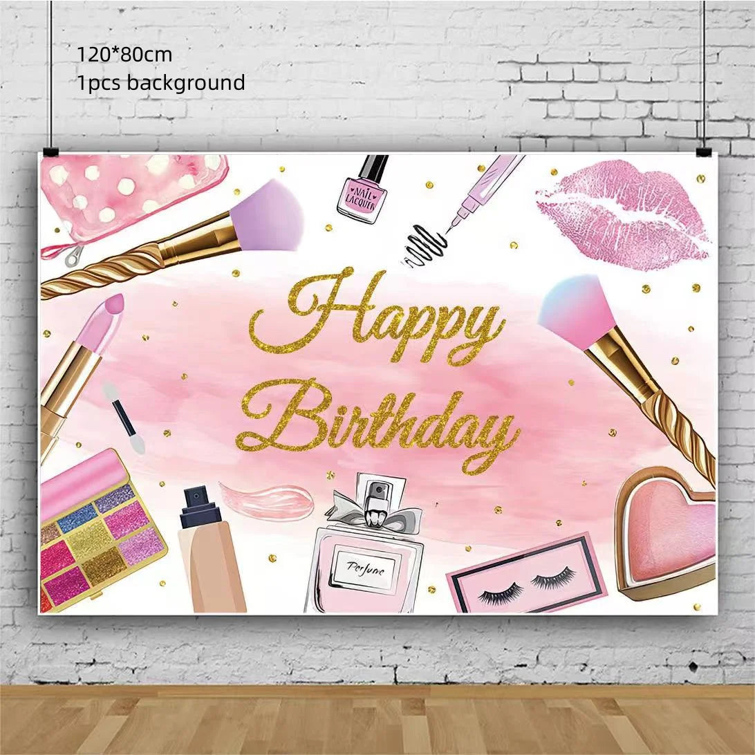 Cosmetics Makeup SPA Theme Party Decoration Tableware Set Paper Cup Plate Napkins Tablecloth Wedding Event Girls Birthday Favor