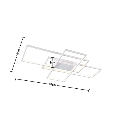KOMORE Neutral Style Rectangular LED Semi Flush Ceiling Light,  White / Stepless Dimming for Office, Living Room, Bedroom