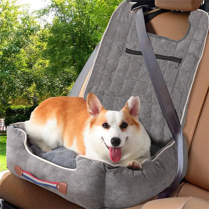 Dog Car Seat Protector Travel Anti-Slip Pet Booster Seat with Storage Pockets and Safety Leash Car Carrier Bed Hold 14kg