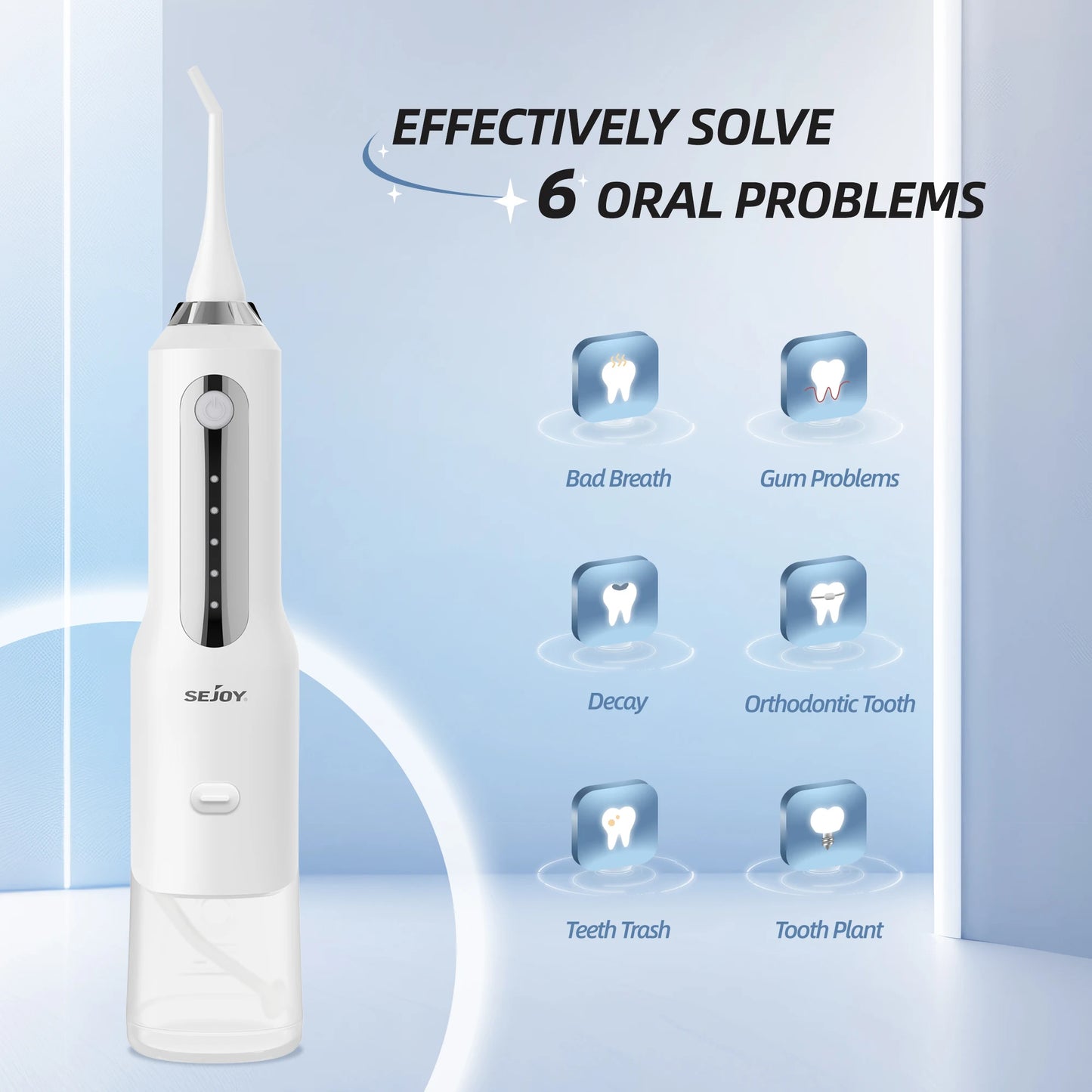 SEJOY Home Dental Oral lrrigator Water Flosser Thread Teeth Pick Mouth 5 Modes Washing Machine USB Rechargeable 270ml Tank